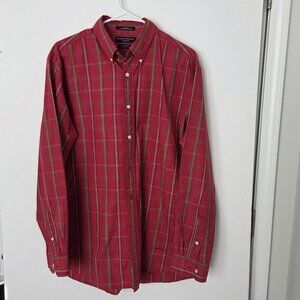 Daniel Cremieux Classics  L./S Tailored Fit Shirt Plaid 100% Cotton Red Men L